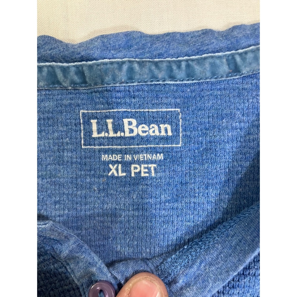 LL Bean Womens XL Pet Blue Waffle Knit Henley Long Sleeve Thermal Top 284110 - Picture 5 of 8